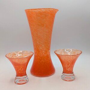 Vintage Dansk Orange Twist Spectra Carafe Martini Pitcher and 2 Glasses Set